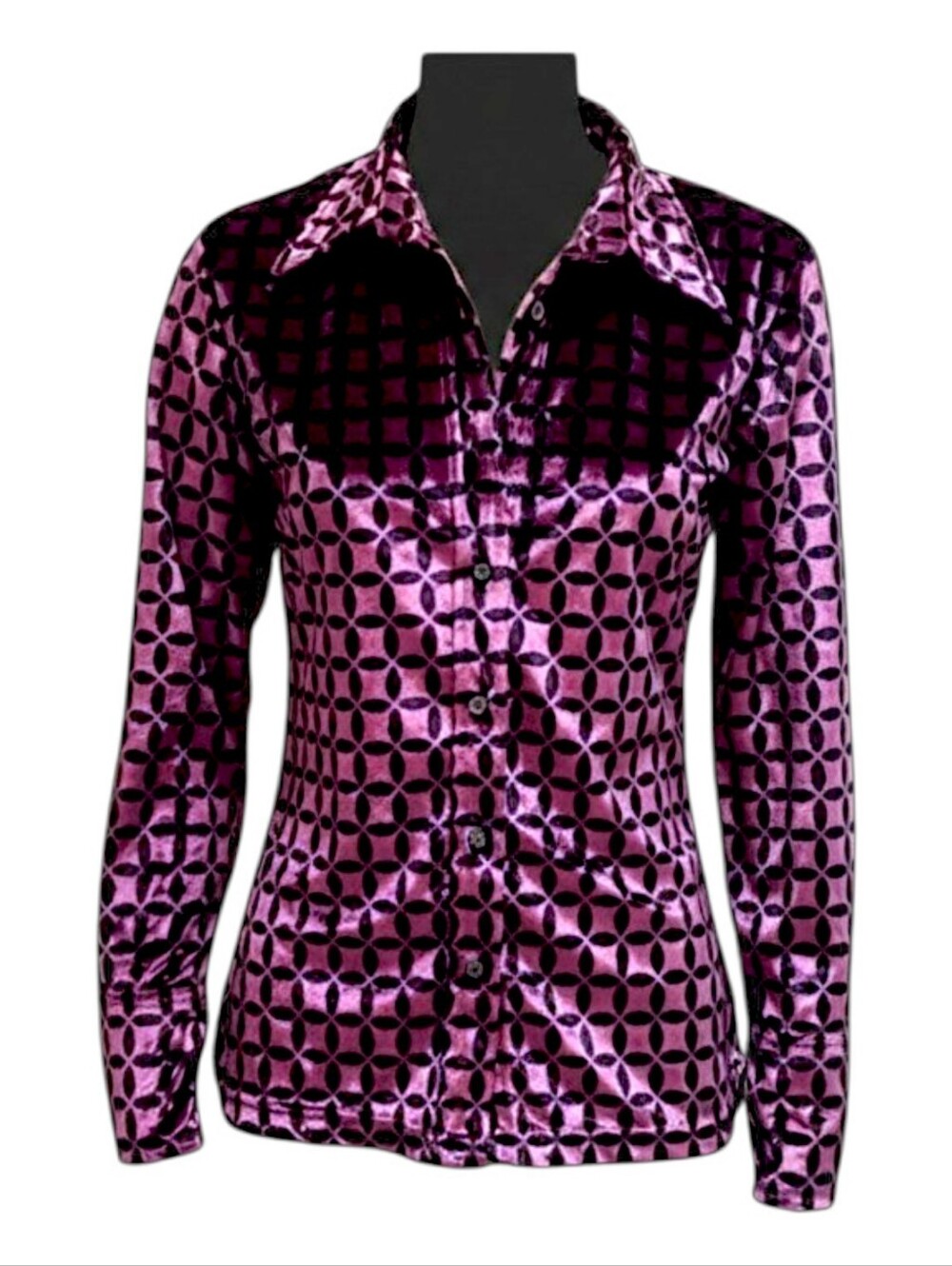 Psychedelic Purple Velvet Button Up Levi Silver Tab 90s  Retro Shirt